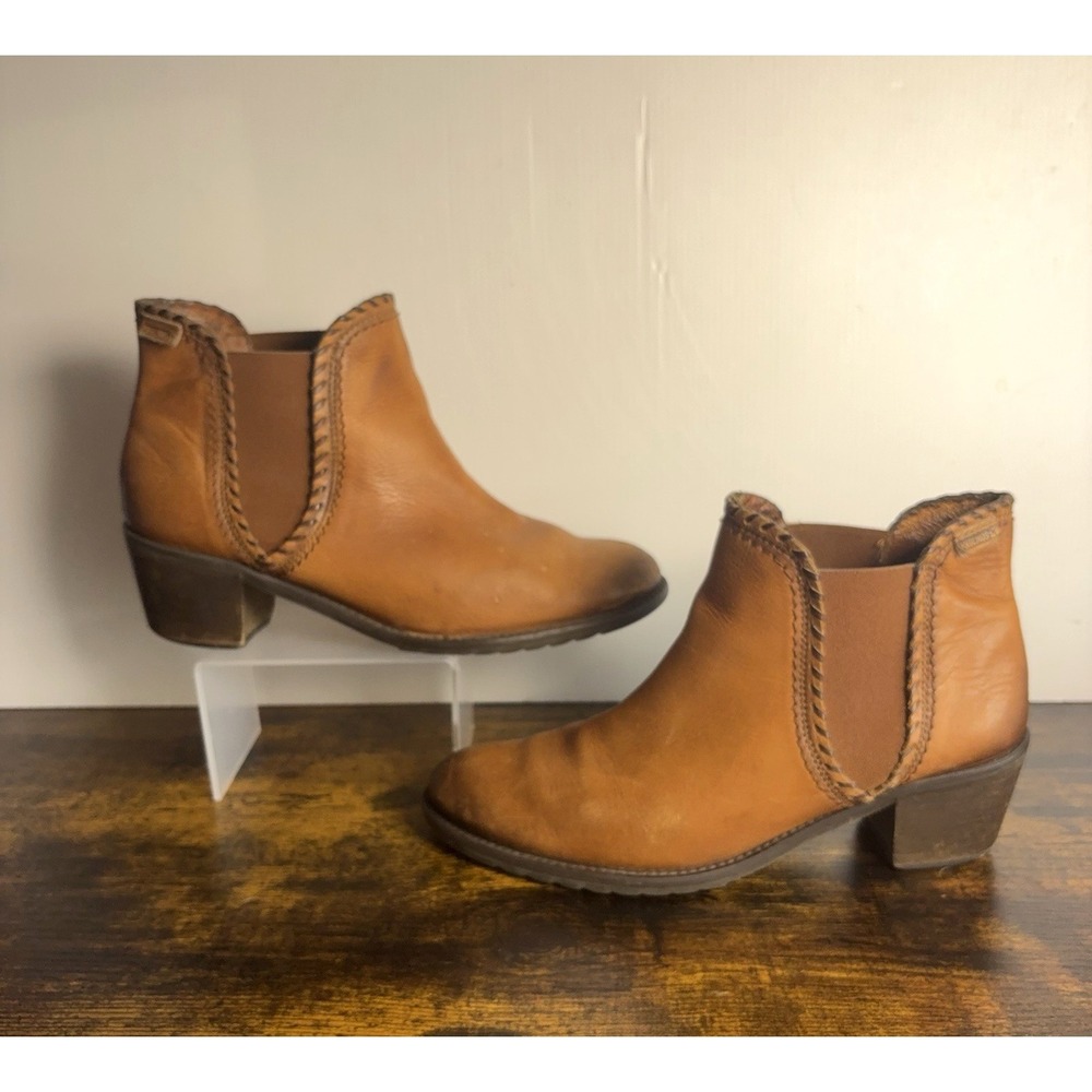Pikolinos Leather Ankle Boots Womens 9-9.5 Brandy Handstitch‎ Trim